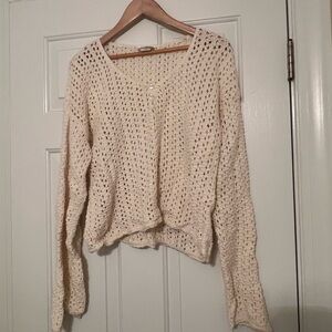 Moda Cream Open-Knit Women's Cardigan